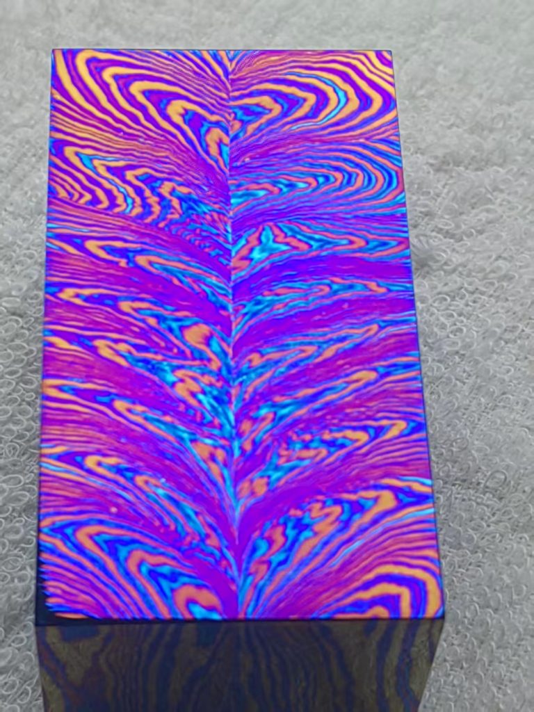 Premium Timascus Material Stock | Raw & Anodized Titanium Damascus Bars, Rods, Discs for EDC & Knife Making