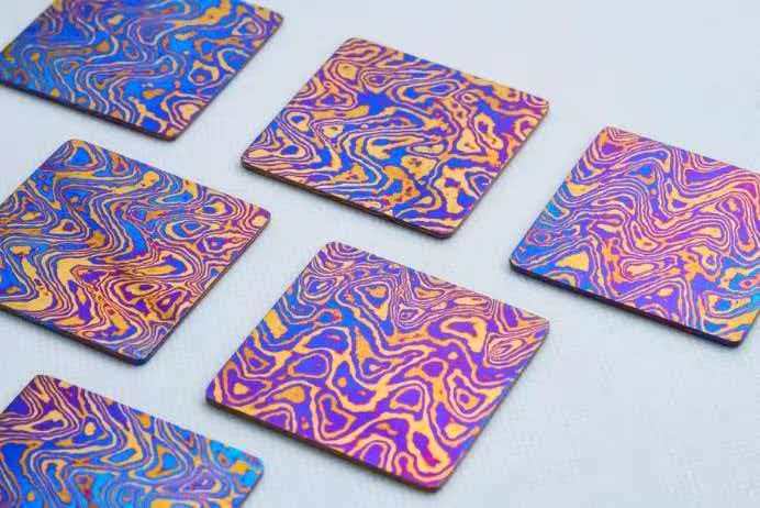 High-Contrast Timascus Rod | Solid Titanium Damascus Patterned Bar Stock