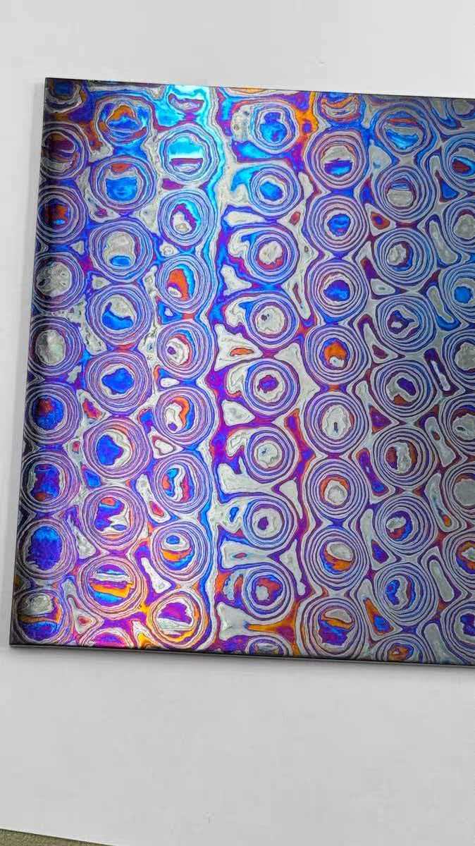High-Contrast Timascus Rod | Solid Titanium Damascus Patterned Bar Stock