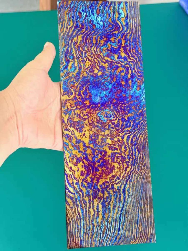 High-Contrast Timascus Rod | Solid Titanium Damascus Patterned Bar Stock
