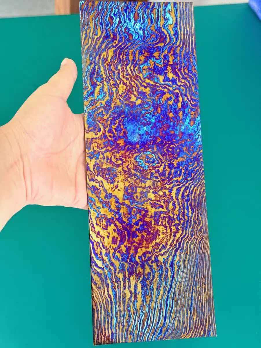 High-Contrast Timascus Rod | Solid Titanium Damascus Patterned Bar Stock