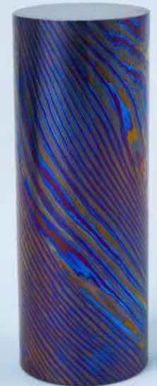 High-Contrast Timascus Rod | Solid Titanium Damascus Patterned Bar Stock